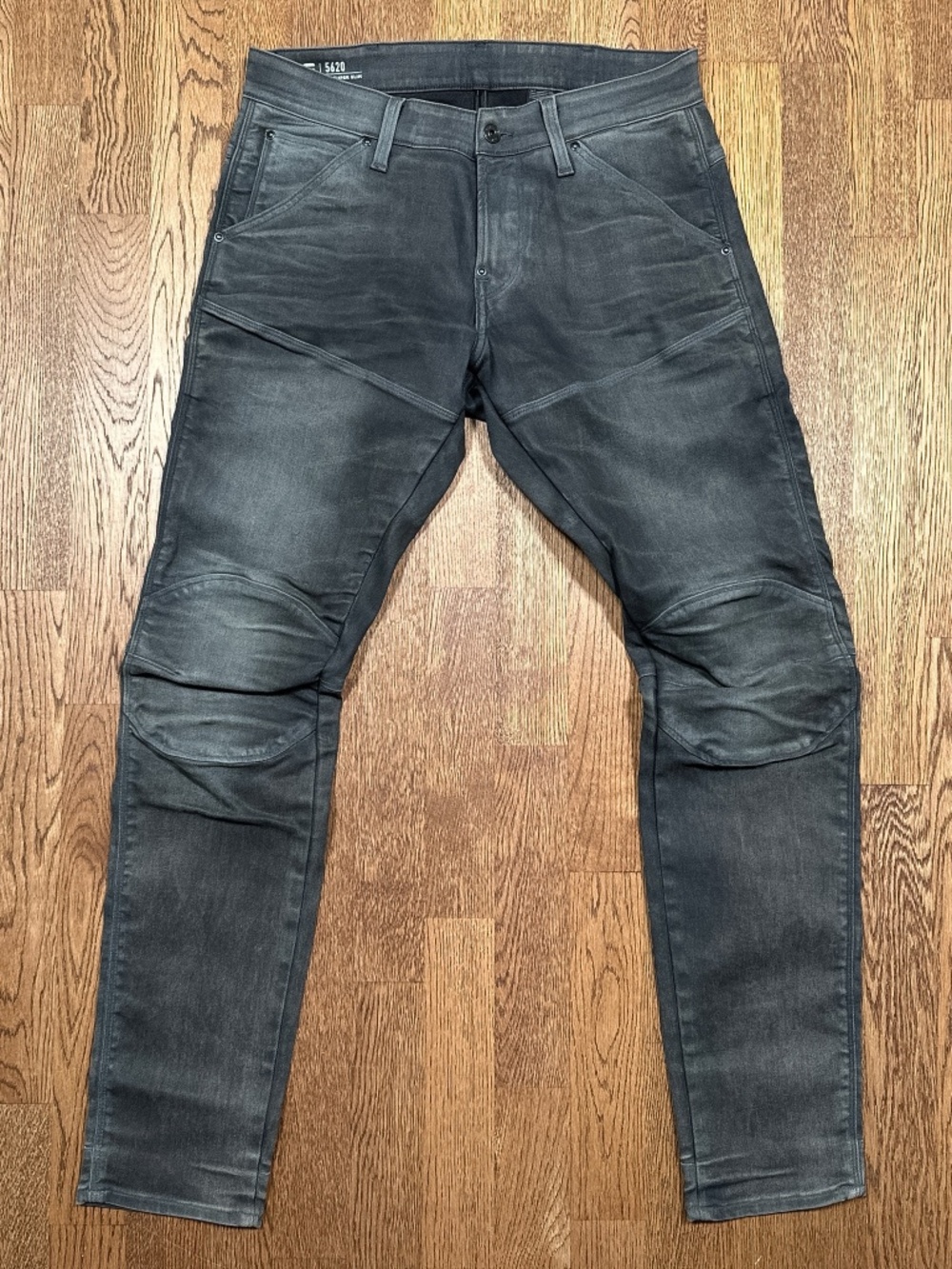 G-Star RAW 5620 3D Super Slim Coated Skinny Gray Moto Denim Jeans Mens 31